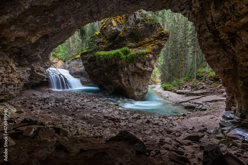 Johnston Canyon Waterfall Cave at Banff canada