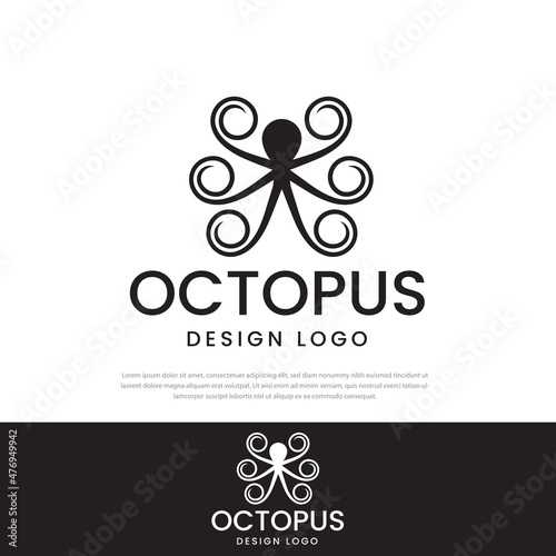 Logo Six tentacle octopus silhouette design, design templates, icons, symbols, design illustration