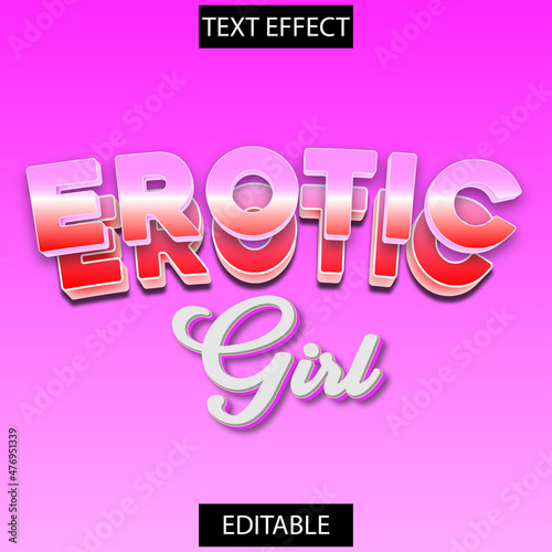 Premium 3d text effects erotic girl with pink , violet color and cool styles. suitable for advertisement, title, product business, banner, promotion and office, etc.