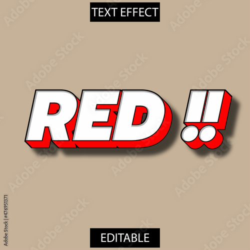 Premium 3d text effects red with and shaded styles. suitable for advertisement, title, product business, banner, promotion and office, etc. photo