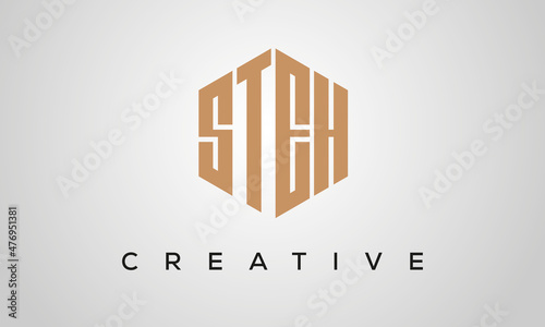 creative polygon STEH letters logo design, vector template