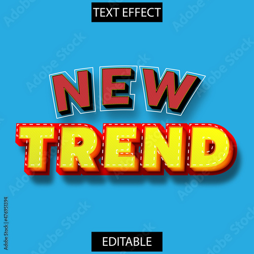 3d premium text effect new trend with red, black, yellow color, cool style and cool gradient, suitable for advertisement, title, product business, banner, promotion and office, etc.