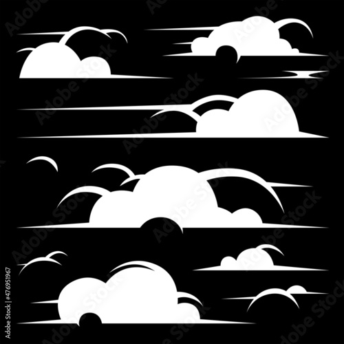 Vector Collection Set of Cloud Silhouettes
