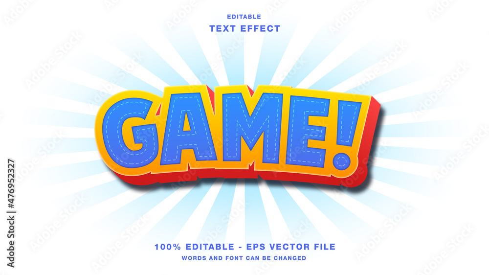 Game cartoon 3D Editable text effect Game cartoon 3D Editable text effect