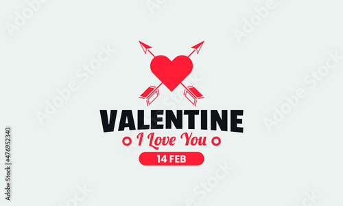 Valentine day I love you 14 feb arrows cross in hearticon abstract monogram vector logo template