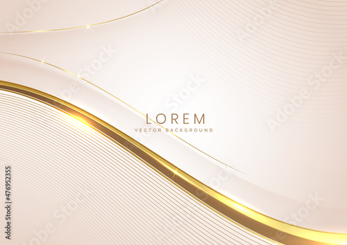 Abstract background soft brown luxury banner template wave layer with golden elegant lines wave. Luxury concept design. © Pramote