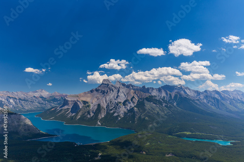 Fototapeta Naklejka Na Ścianę i Meble -  Lake Minnewanka from above, Banff National Park