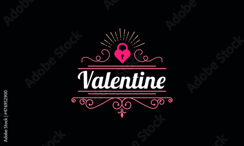 Valentine split letter with love lock shapeicon abstract monogram vector logo template