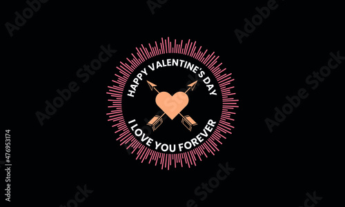 Happy Valentines day love round circle bannericon abstract monogram vector logo template photo