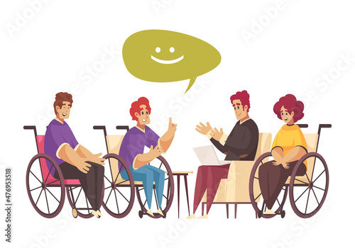 Handicapped Group Therapy Composition © Macrovector