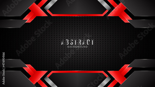 Modern black and red abstract geometric shapes background design template, gaming background template design	