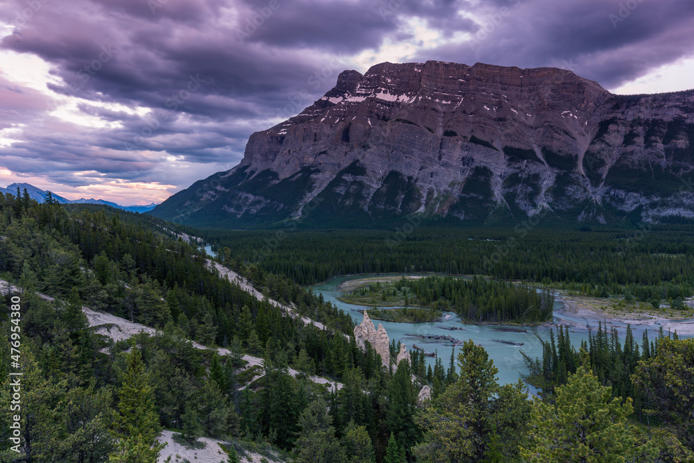 Mount Rundle and the hoodoos in Banff National Park