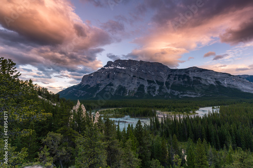 Fototapeta Naklejka Na Ścianę i Meble -  Mount Rundle and the hoodoos in Banff National Park