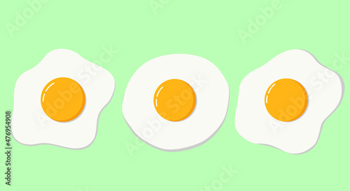 Set of scrambled eggs on a green background. Vector illustration