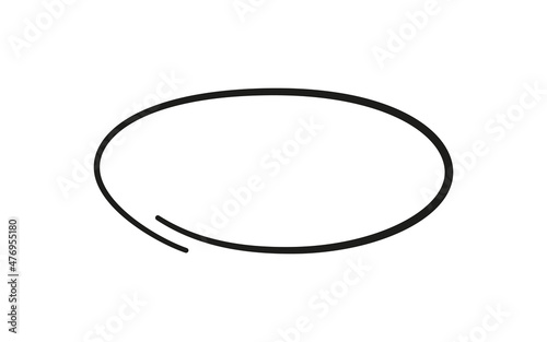Hand drawn oval. Highlight circle frame. Ellipse in doodle style. Vector illustration isolated on white background.