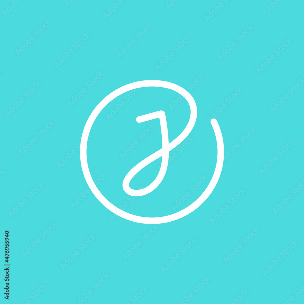 Simple letter j logo concept. Minimalist circular line art letter j icon logo design. Simple letter j logo concept. Minimalist circular line art letter j icon logo design.