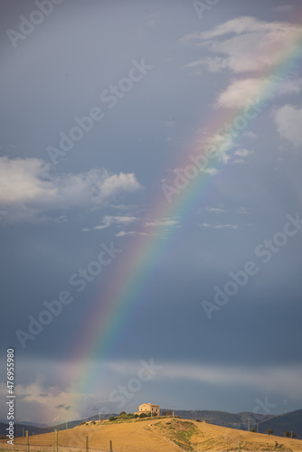 Wonderful Rainbow over the Plain of Gela, Caltanissetta, Sicily, Italy, Europe