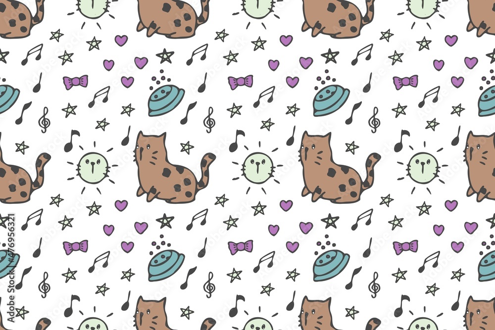 Cat seamless pattern cartoon