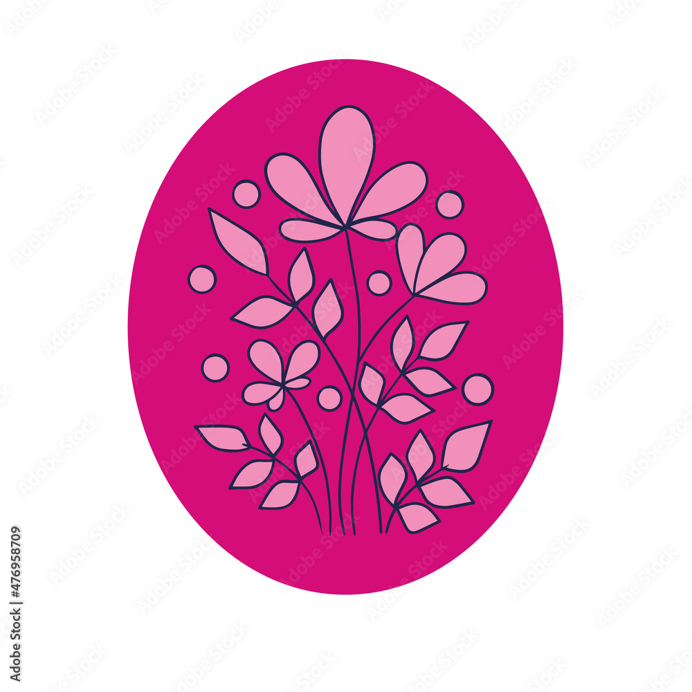 Beautiful flowers on a pink background. Line graphics. Bloom Beautiful flowers on a pink background. Line graphics. Bloom
