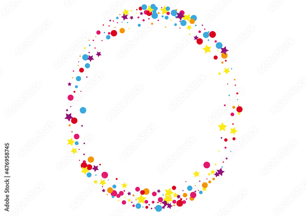 Pink Paper Circle Illustration. Shiny Confetti Background. Red Dot Celebrate Decoration. Fiesta Star Background.