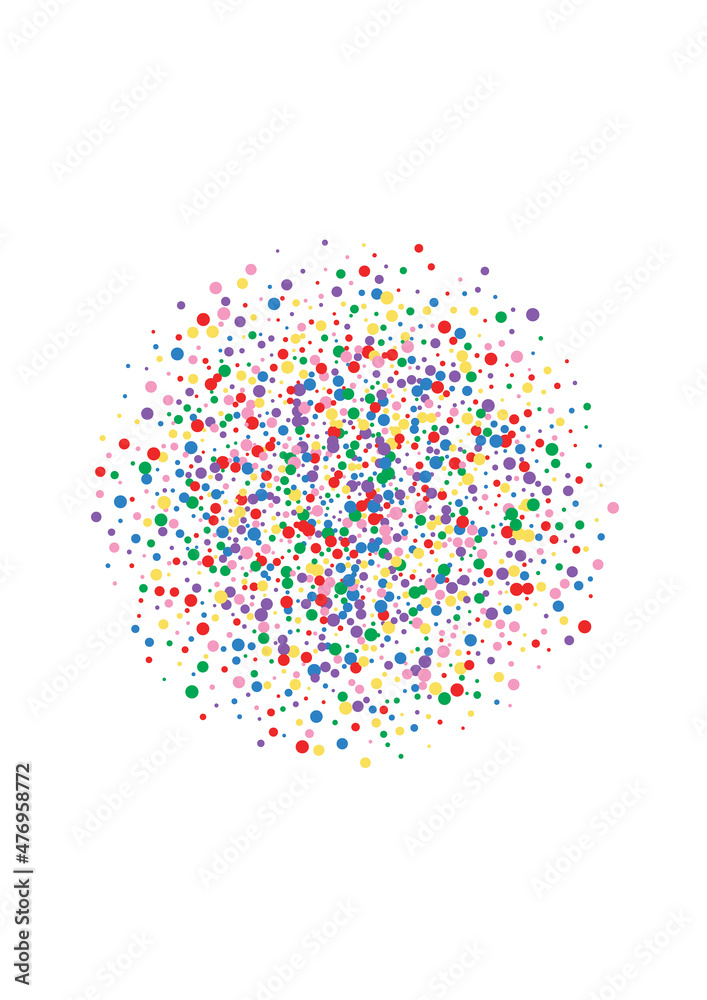 Multicolored Dot Abstract Texture. Round Sparkle Illustration. Red Fiesta Circle. Orange Summer Confetti Background.