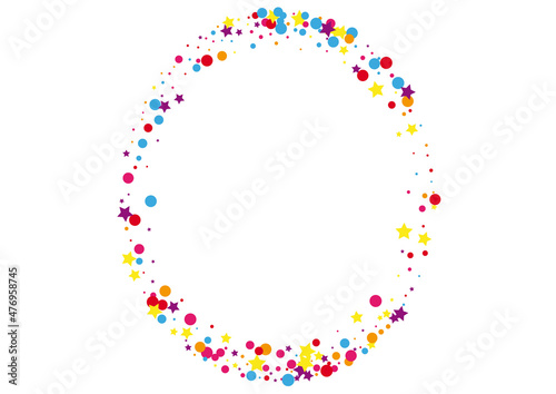 Pink Paper Circle Illustration. Shiny Confetti Background. Red Dot Celebrate Decoration. Fiesta Star Background.