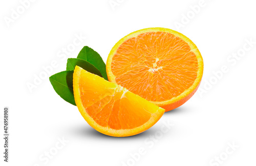sliced orange isolated on the white background