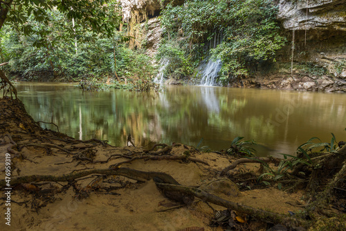 Paku Waterfall in jungle in Mulu park, Borneo