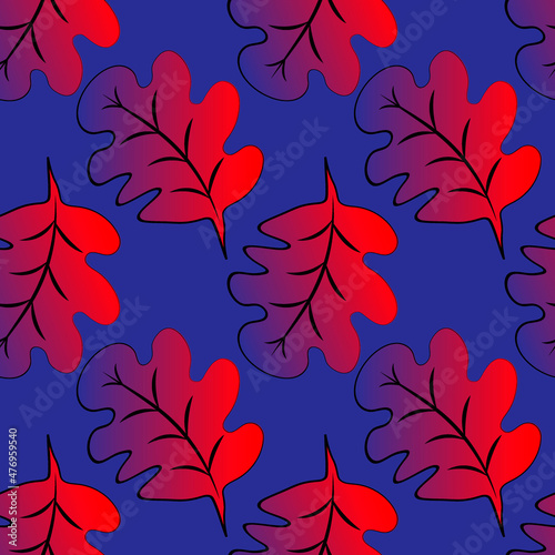 Seamless pattern on a square background - oak leaves - abstraction, surreal. Design element