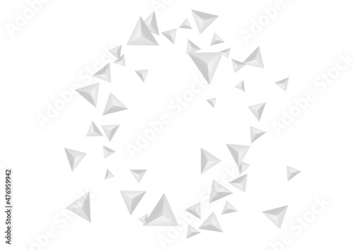 Fototapeta Naklejka Na Ścianę i Meble -  Grizzly Pyramid Background White Vector. Origami Render Template. Hoar Geometry Illustration. Fractal Shape. Greyscale Shard Tile.
