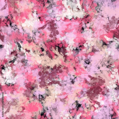 Abstract background of colorful elements of pink shades on black for textile. Seamless pattern of bright contrasting elements for the cover, wallpaper. wrapping paper.