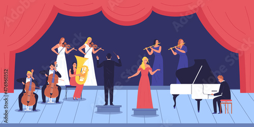 Musicians On Scene Background