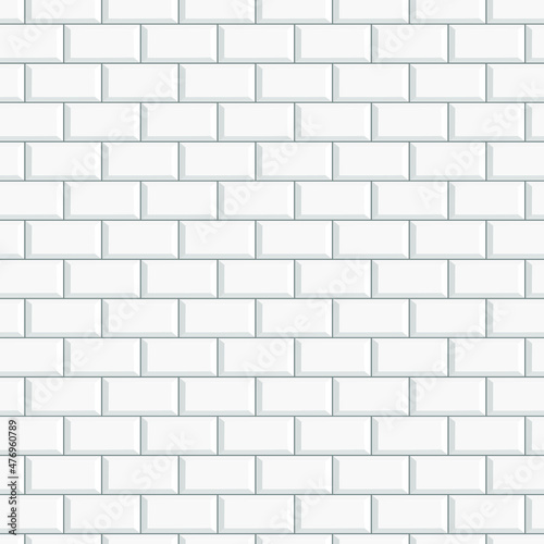 Wall of white rectangular bricks, seamless pattern. Vector illustration, realistic design, eps 10.