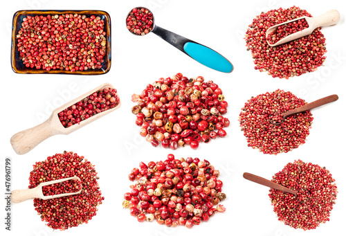 set of pink peppercorns (baie rose) cutout photo