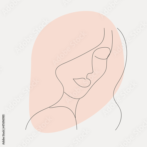 Woman's face in one line. Abstract vector illustration.