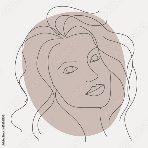 Woman's face in one line. Abstract vector illustration