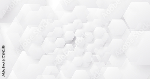 Abstract white geometric hexagon background. Futuristic technology digital hi tech concept background