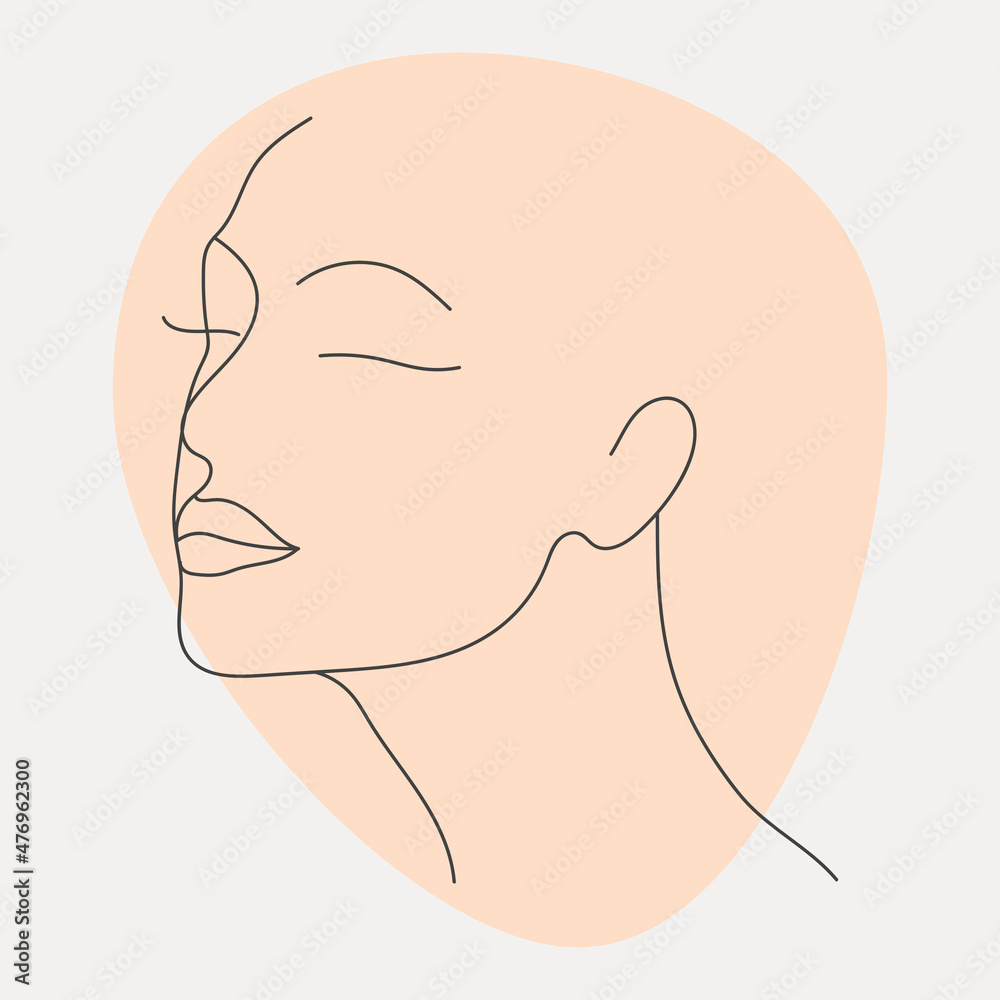 female face one line art. abstract vector illustration female face one line art. abstract vector illustration