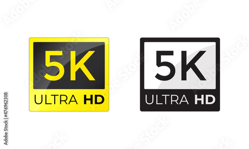 5K Ultra HD video resolution sign illustration set isolated on white background. 5k high definition, TV or monitor screen display label