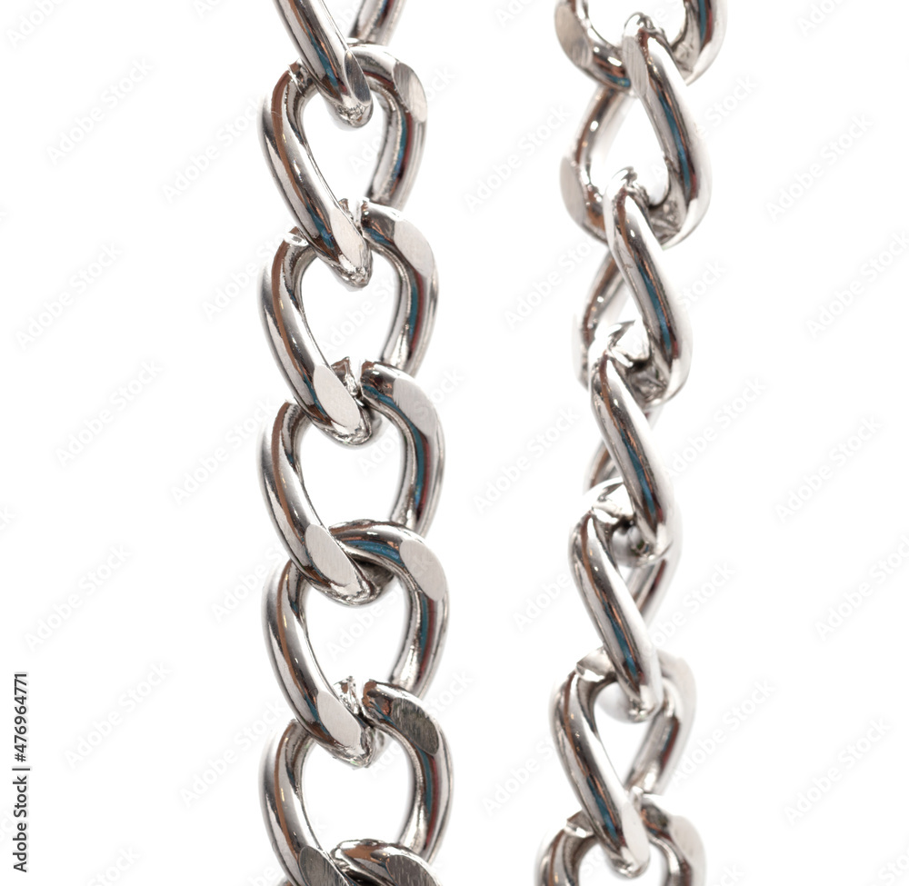 Fototapeta premium Silver chain isolated on white background.