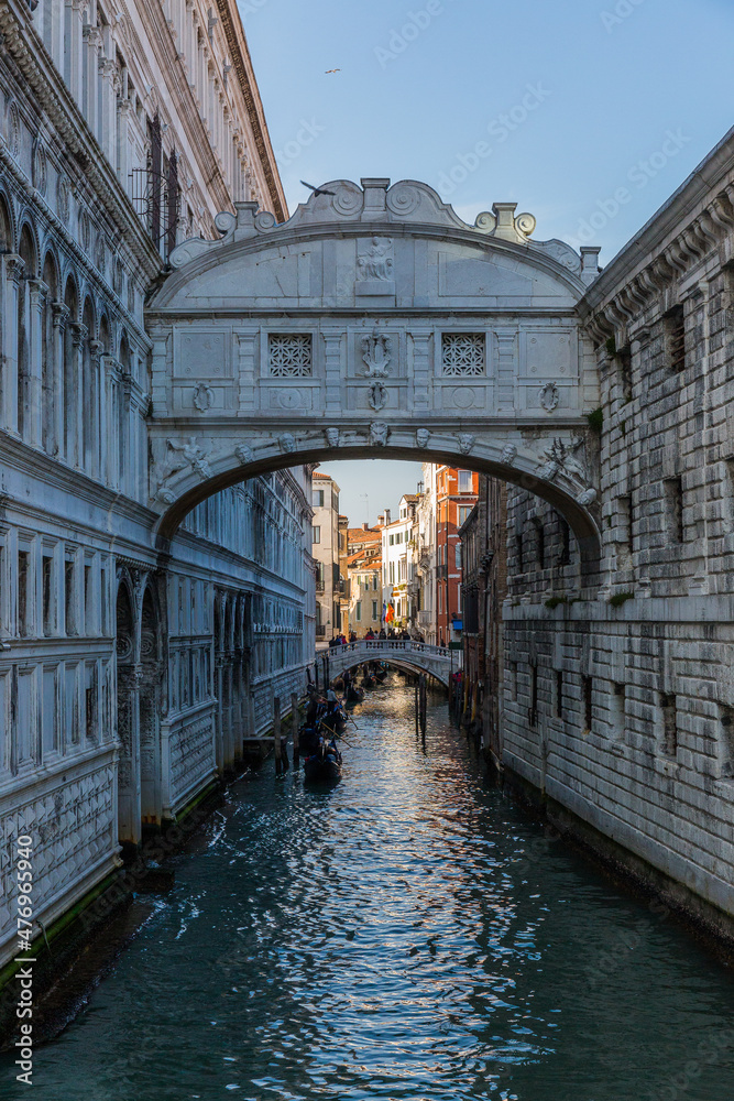 Gondolas on the canal Bridge of Sighs (ponte dei sospiri) in Venice. Gondolas on the canal Bridge of Sighs (ponte dei sospiri) in Venice.
