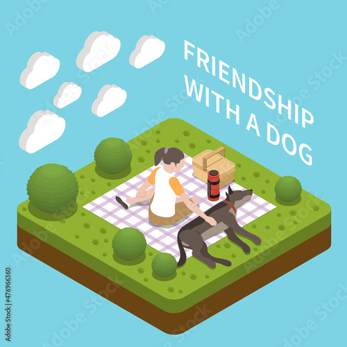 Dog Walker Isometric Composition