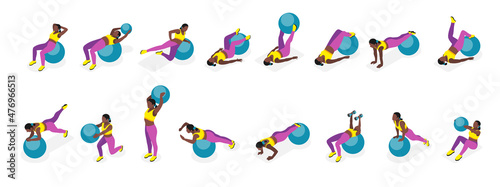 Fitness Ball Exercise Icons