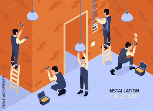 Technicians Isometric Illustration