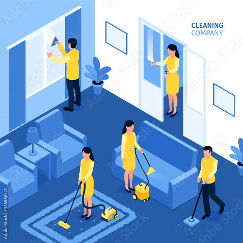 Cleaning Company Isometric Illustration