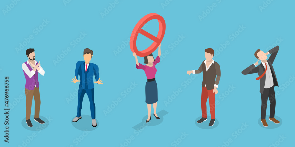 3D Isometric Flat Vector Conceptual Illustration of Negative And ...