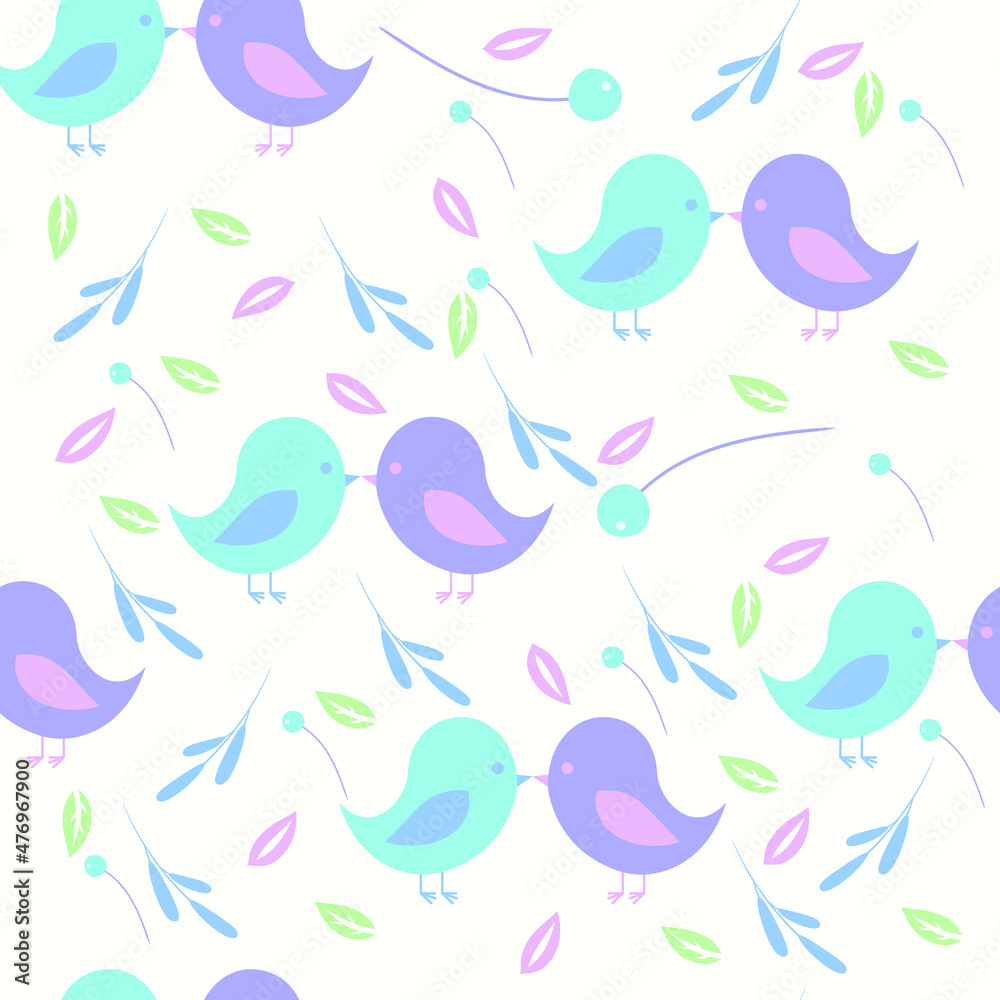 spring pattern. pattern with birds and flowers. vector illustration, eps 10.