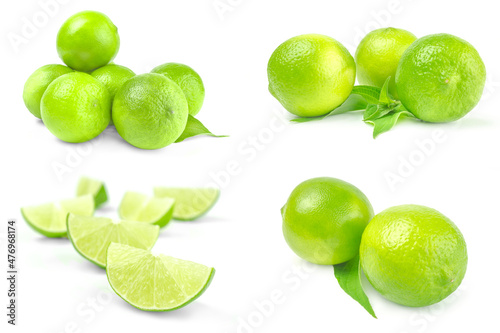 Set of limes isolated over a white background