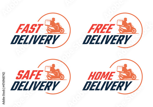 Set of delivery labels template