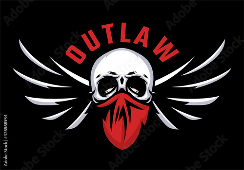 Outlaw skull head biker with mask